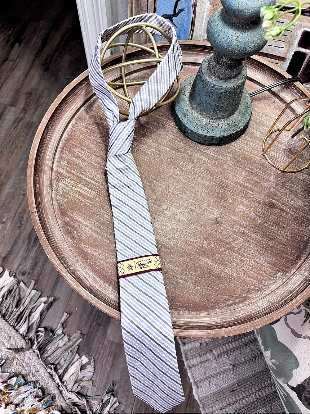 Original Penguin Men Striped Tie Blue Green White Formal Necktie New